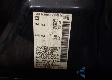 2016 Nissan Altima 2.5 Sv from USA, damaged, VIN 1N4AL3AP0GC291199